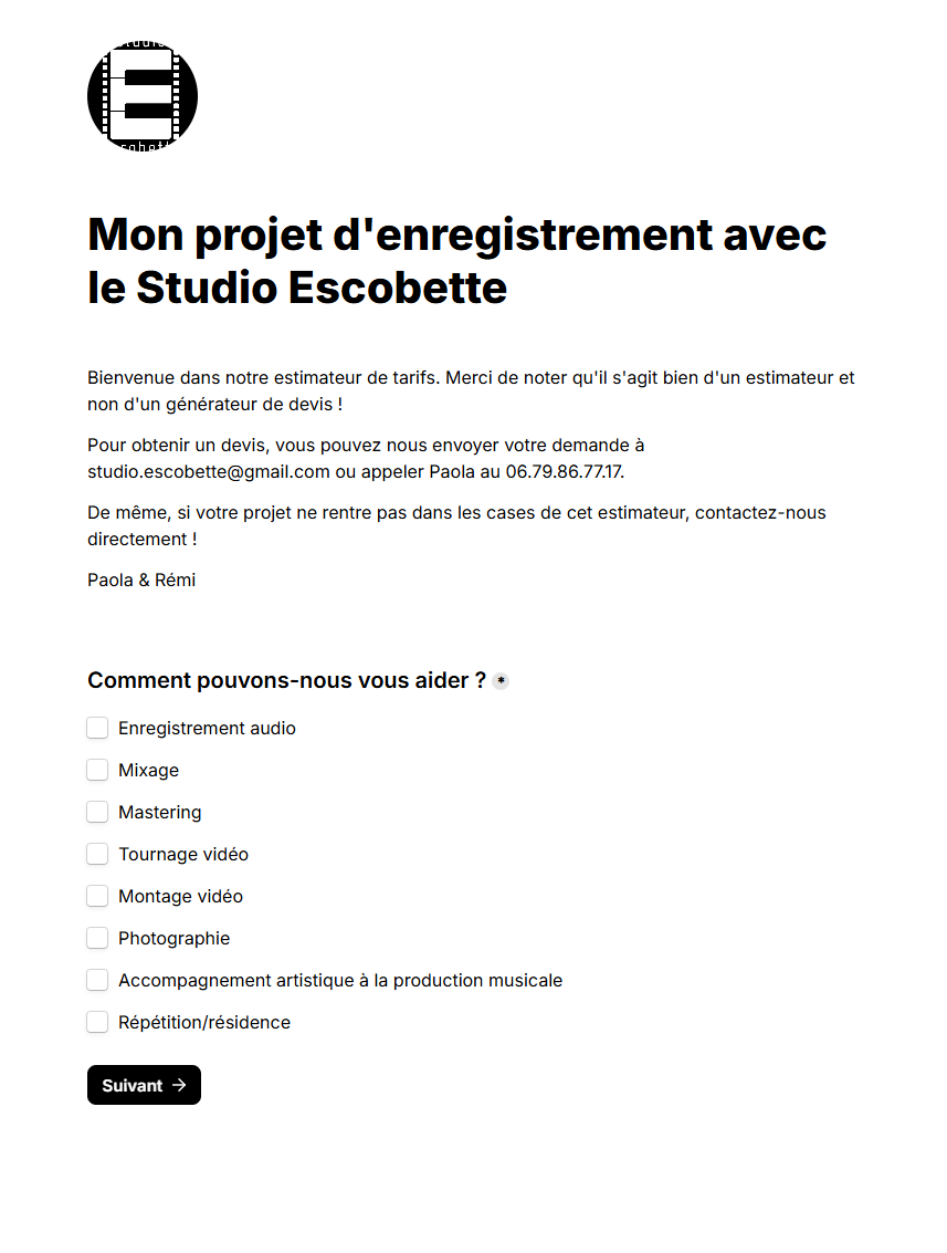 L’estimateur de tarifs du Studio est en ligne !